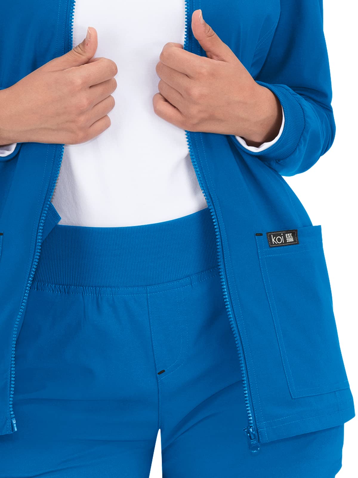 Koi Basics Andrea Women'S 4-Pocket Stretch Jacket Royal Blue Xx-Small